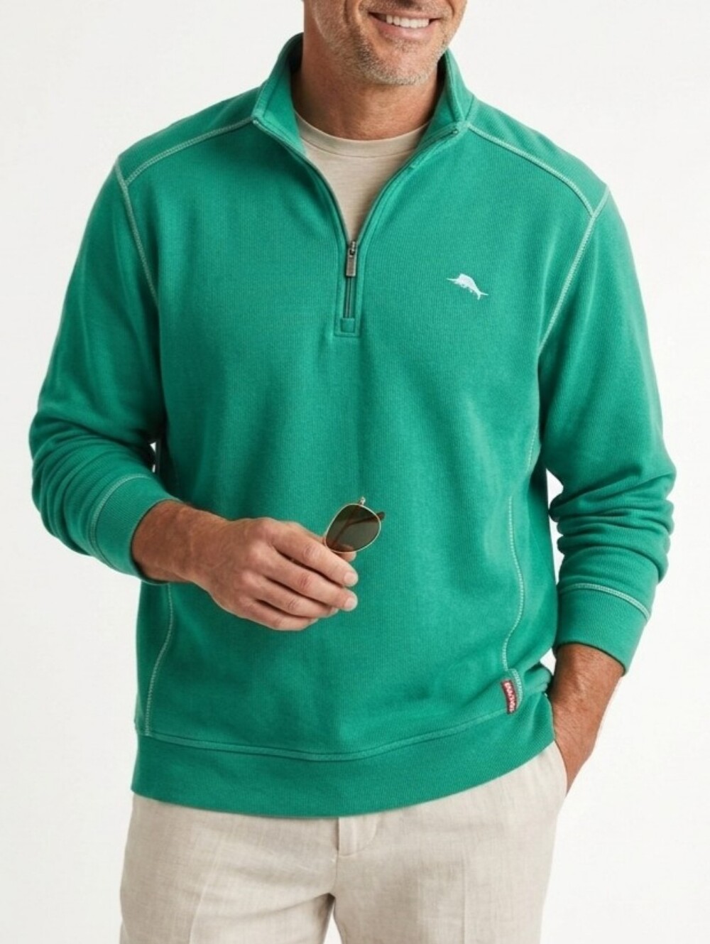 XL Tommy Bahama 100% Cotton "Relax" Pullover Quarter Zip Up Sweater, Green
